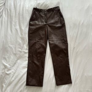 Aritzia Brown Leather Agency Pants